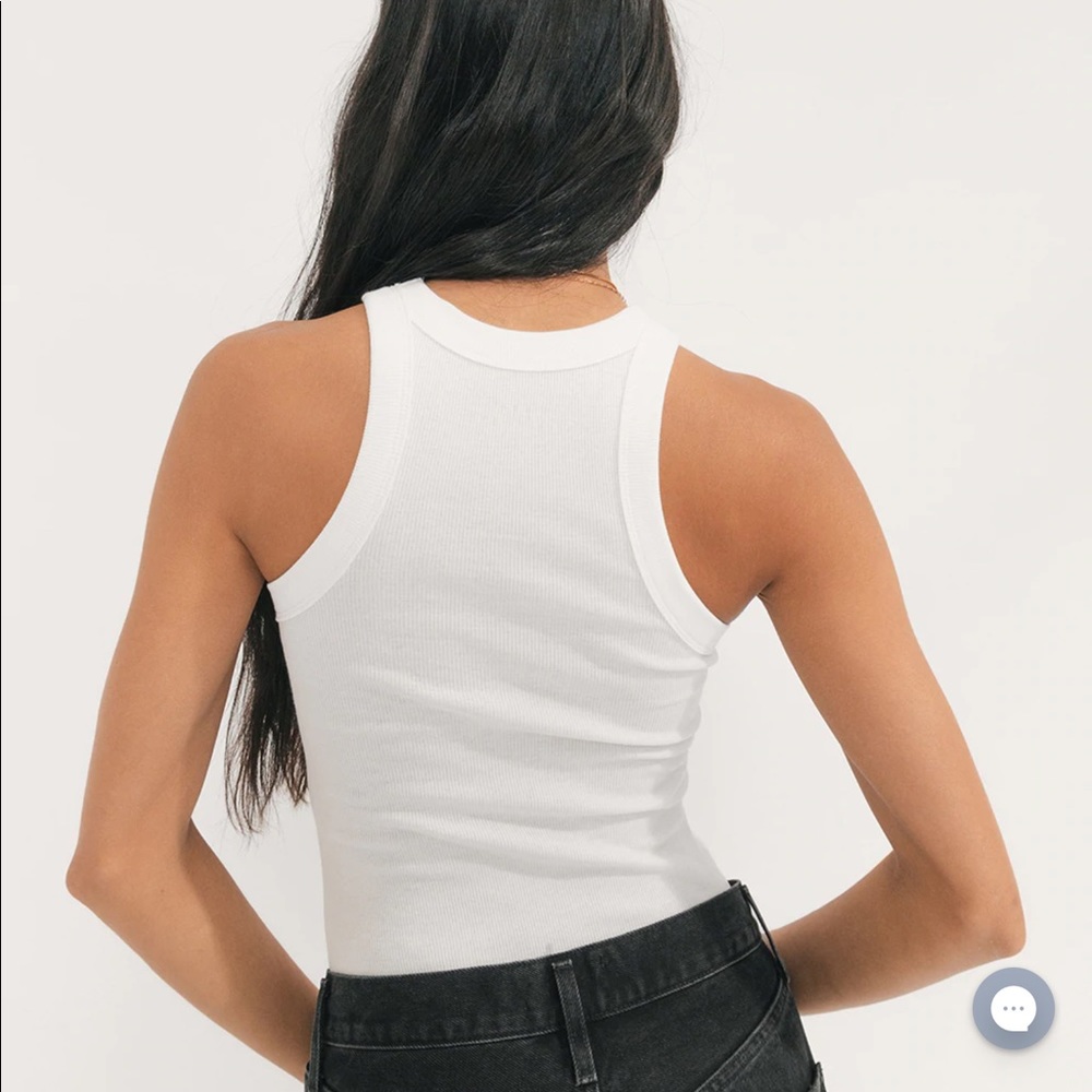 Easy Standard White Ribbed Racer Top
